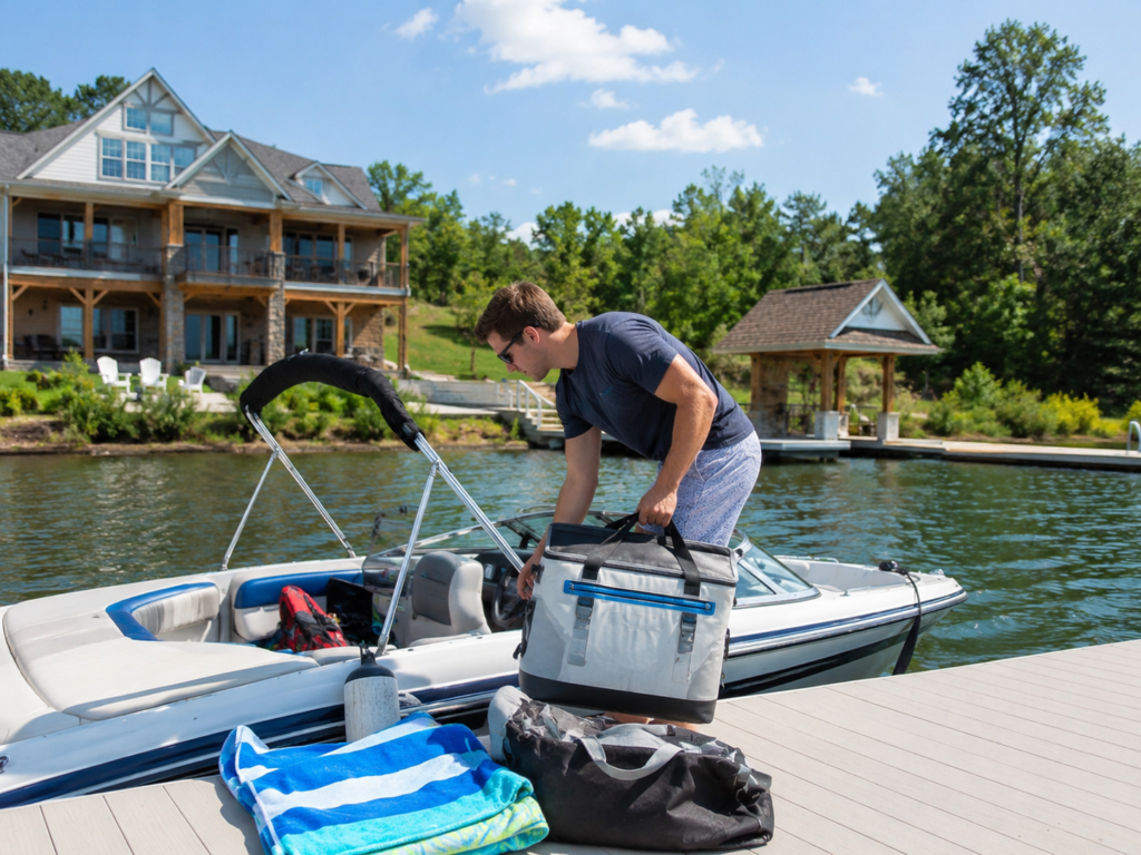 unpacking the boat