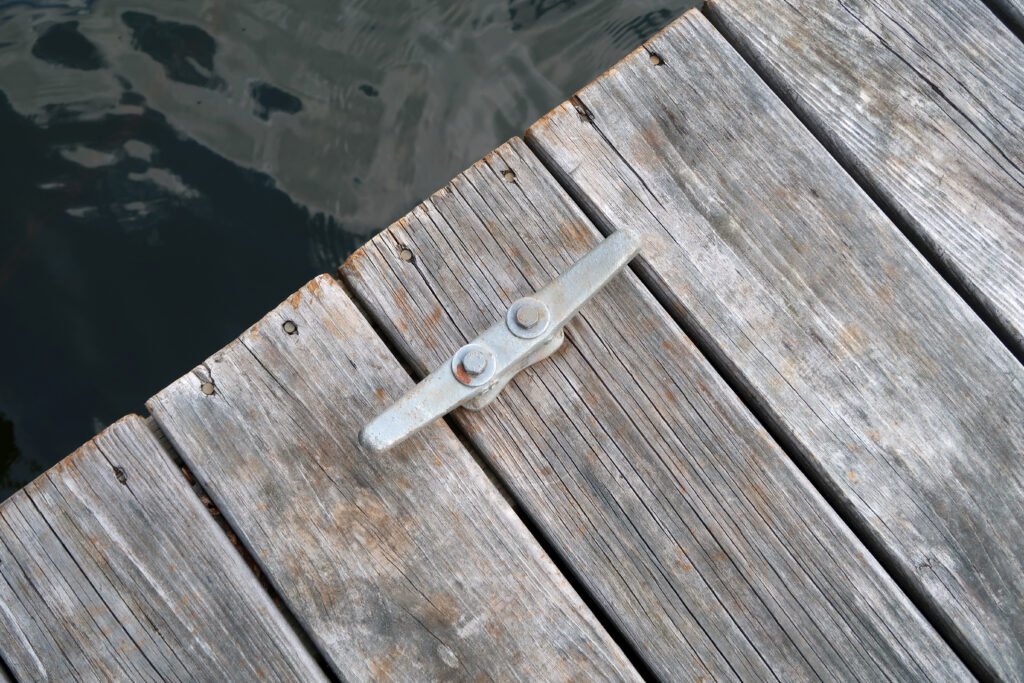 angle image of a dock cleat on a wooden dock high 2026 03 26 11 57 17 utc